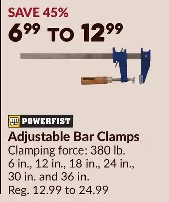 Princess Auto Adjustable Bar Clamps offer