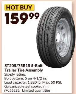 Princess Auto ST205/75R15 5-Bolt Trailer Tire Assembly offer