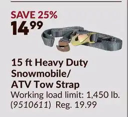 Princess Auto 15 ftHeavy Duty Snowmobile/ ATV Tow Strap offer