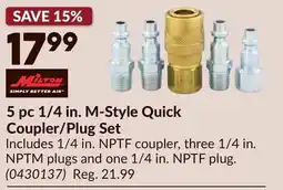 Princess Auto MILTON 5 pc 1/4 in. M-Style Quick Coupler/Plug Set offer