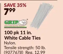 Princess Auto 100 pk 11 in. White Cable Ties offer