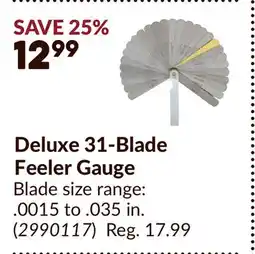 Princess Auto Deluxe 31-Blade Feeler Gauge offer