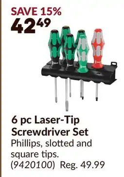 Princess Auto 6 pc Laser-Tip Screwdriver Set offer