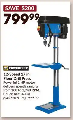 Princess Auto 12-Speed 17 in. Floor Drill Press offer