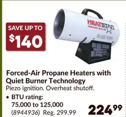 Princess Auto Forced-Air Propane Heaters with Quiet Burner Technology offer