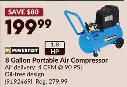 Princess Auto POWERFIST 8 Gallon Portable Air Compressor offer