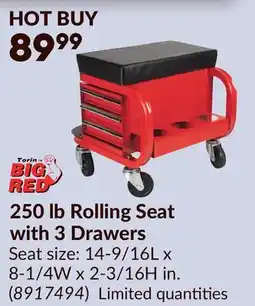 Princess Auto 250 lb Rolling Seat with 3 Drawers offer