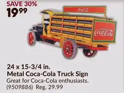 Princess Auto 24 x 15-3/4 in. Metal Coca-Cola Truck Sign offer