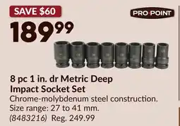 Princess Auto PRO•POINT 8 pc 1 in. dr Metric Deep Impact Socket Set offer