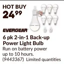 Princess Auto EVERGEAR 6 pk 2-in-1 Back-up Power Light Bulb offer