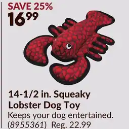 Princess Auto 14-1/2 in. Squeaky Lobster Dog Toy Lobster Dog Toy offer