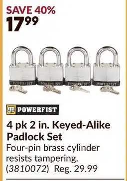 Princess Auto 4 pk 2 in. Keyed-Alike Padlock Set offer