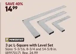 Princess Auto POWERFIST 3 pc L-Square with Level Set offer
