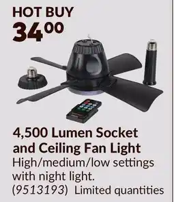 Princess Auto 4,500 Lumen Socket and Ceiling Fan Light offer