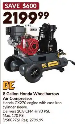 Princess Auto 8 Gallon Honda Wheelbarrow Air Compressor offer