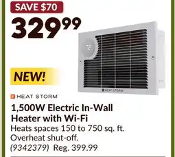 Princess Auto 1,500W Electric In-Wall Heater with Wi-Fi offer