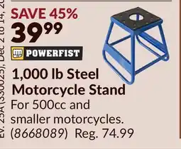 Princess Auto 1,000 lb Steel Motorcycle Stand offer