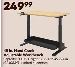 Princess Auto 48 in. Hand Crank Adjustable Workbench offer