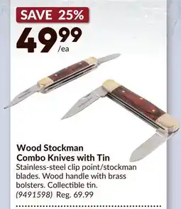 Princess Auto Wood Stockman Combo Knives with Tin offer