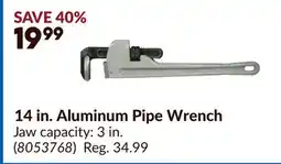 Princess Auto 14 in. Aluminum Pipe Wrench offer
