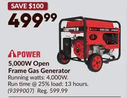 Princess Auto 5,000W Open Frame Gas Generator offer