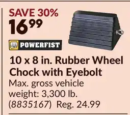 Princess Auto POWERFIST 10 x 8 in. Rubber Wheel Chock with Eyebolt offer
