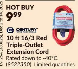 Princess Auto 10 ft16/3 Red Triple-Outlet Extension Cord offer