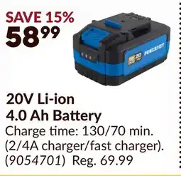 Princess Auto POWERFIST 20V Li-ion 4.0 Ah Battery offer