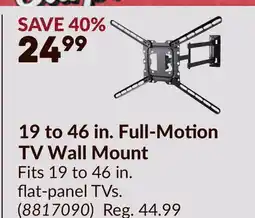 Princess Auto 19 to 46 in. Full-Motion TV Wall Mount offer