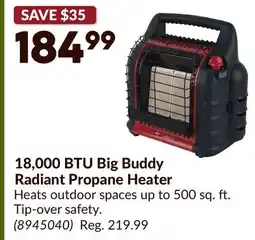 Princess Auto 18,000 BTU Big Buddy Radiant Propane Heater offer