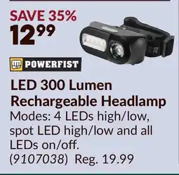 Princess Auto LED 300 Lumen Rechargeable Headlamp offer