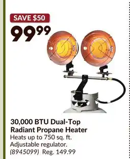 Princess Auto 30,000 BTU Dual-Top Radiant Propane Heater offer
