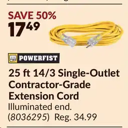Princess Auto 25 ft14/3 Single-Outlet Contractor-Grade Extension Cord offer