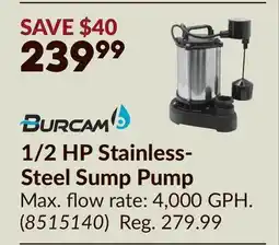 Princess Auto 1/2 HP Stainless- Steel Sump Pump offer