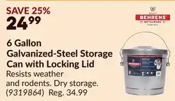 Princess Auto 6 Gallon Galvanized-Steel Storage Can with Locking Lid offer