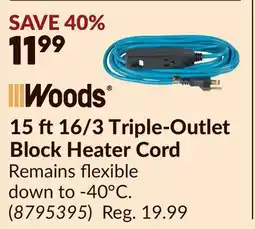 Princess Auto 15 ft16/3 Triple-Outlet Block Heater Cord offer