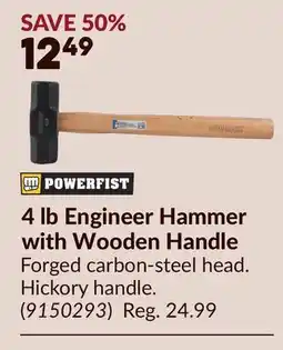 Princess Auto 4 lb Engineer Hammer with Wooden Handle offer