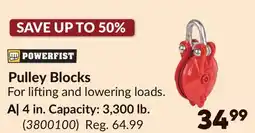 Princess Auto 4 in. Capacity: 3,300 lb. Pulley Blocks offer