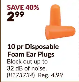 Princess Auto 10 pr Disposable Foam Ear Plugs offer