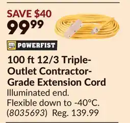 Princess Auto 100 ft12/3 Triple- Outlet Contractor- Grade Extension Cord offer