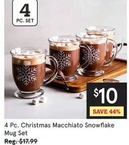 Kitchen Stuff Plus 4 Pc. Christmas Macchiato Snowflake Mug Set offer