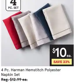 Kitchen Stuff Plus 4 Pc. Harman Hemstitch Polyester Napkin Set offer
