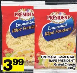Supermarché PA FROMAGE EMMENTAL RÂPE PRÉSIDENT | Grated Cheese offer