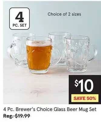 Kitchen Stuff Plus 4 Pc. Brewer's Choice Glass Beer Mug Set offer