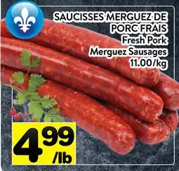 Supermarché PA SAUCISSES MERGUEZ DE PORC FRAIS | Fresh Pork Merguez Sausages offer
