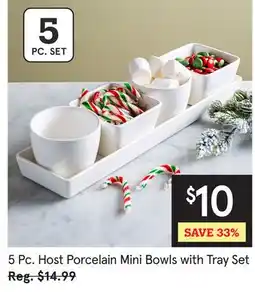 Kitchen Stuff Plus 5 Pc. Host Porcelain Mini Bowls with Tray Set offer