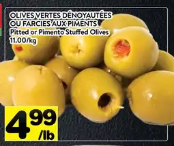 Supermarché PA OLIVES VERTES DÉNOYAUTÉES OU FARCIES AUX PIMENTS | Pitted or Pimento Stuffed Olives offer
