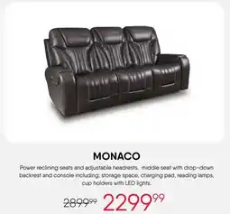 Meubles RD MONACO Power reclining seats and adjustable headrests offer
