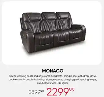 Meubles RD MONACO Power reclining seats and adjustable headrests offer