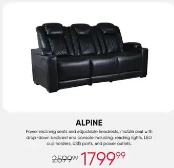 Meubles RD Alpine - Power Modular Reclining Sofa and Drop-Down Backrest with Reading Lights - 3 pcs offer